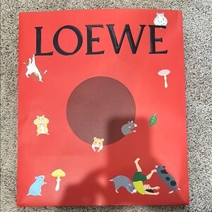 Loewe Red Gift Bag with Animal Illustrations